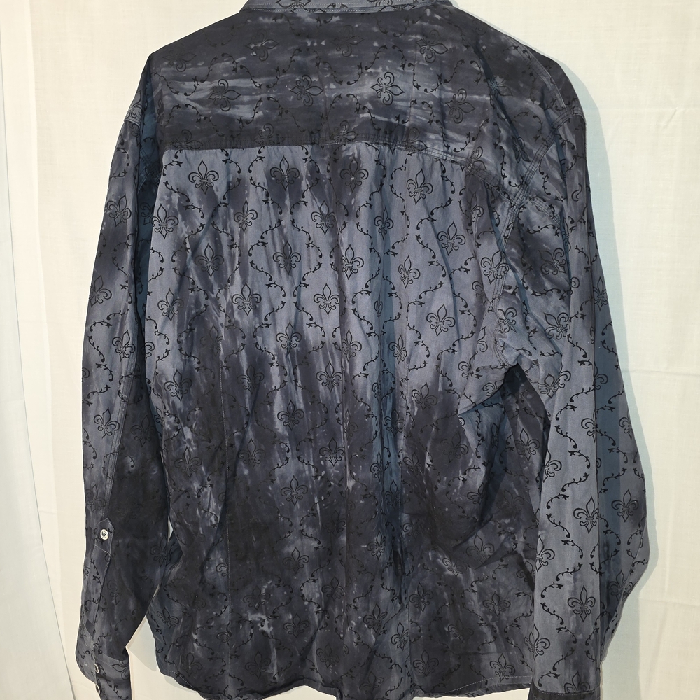 Rock 47 Mineral Washed Black and Gray  Button-Down Ombre Style Shirt Sz XXL.